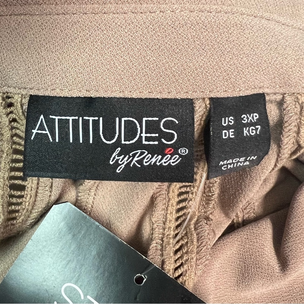 Attitudes by Renee | Tan Button Down Shirt‎ - Picture 9 of 11